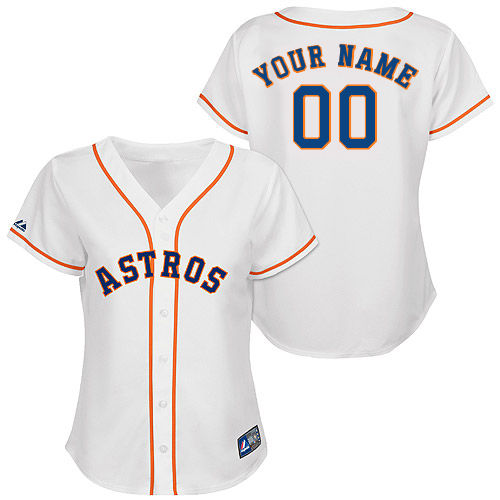 Customized Houston Astros Baseball Jersey-Women's Authentic Home White Cool Base MLB Jersey